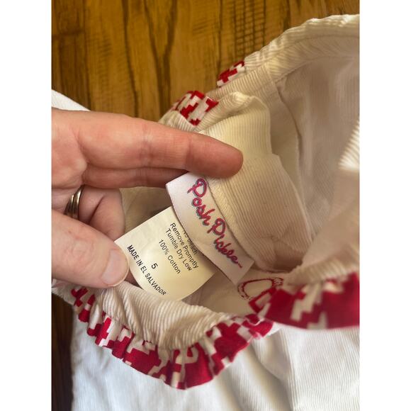 Girls size 5 Posh Pickle Letter T Monogram Red and White Dress Christmas - Picture 3 of 4